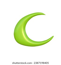 3d abstract y2k element moon. Plastic colorful playful doodle shape. 3d vector render.