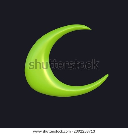 3d abstract y2k element moon. Plastic colorful playful doodle shape. 3d vector render.