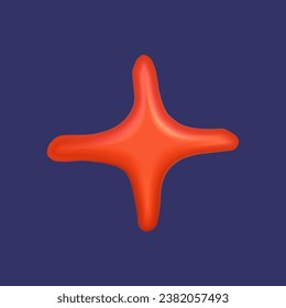 3d abstract y2k element. Plastic colorful playful doodle shape. 3d vector render.