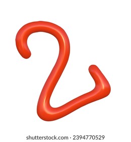 3d abstract y2k element. Plastic colorful playful doodle shape. 3d vector render.
