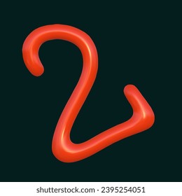 3d abstract y2k element. Plastic colorful playful doodle shape. 3d vector render.