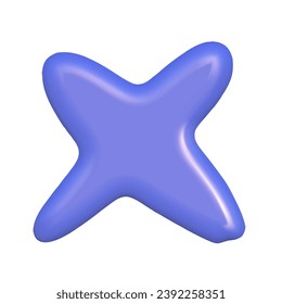 3d abstract y2k element star. Plastic colorful playful doodle shape. 3d vector render.