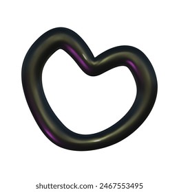3d abstract y2k shape black isolated. Metal chrome black playful element for design. 3d y2k doodle memphis shape. Vector cartoon illustration