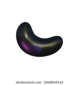 3d abstract y2k shape black isolated. Metal chrome black playful element for design. 3d y2k doodle memphis shape. Vector cartoon illustration