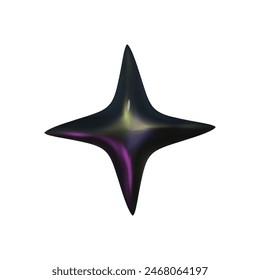 3d abstract y2k shape black isolated. Metal chrome black playful element for design. 3d y2k doodle memphis shape. Vector cartoon illustration