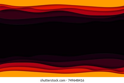 3D abstract yellow red purple wave background with paper cut shapes. Vector design layout for business presentations, flyers, posters. Eps10.