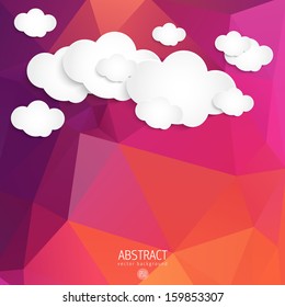 3d abstraction 3d cardboard cloud with three background 3d way star abstract background scene digital red sky cloud urban stand modern object elegant clouds fancy public art concept decorative creativ