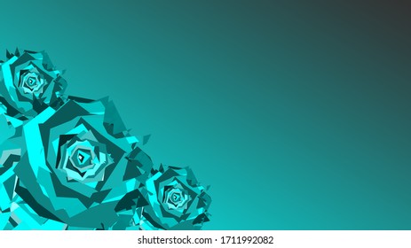 3d Abstraction of flowers of blue and turquoise shades. Bangle futuristic style. Vector eps 10.