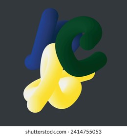 3D abstraction using three primary colors and a gradient on a gray background