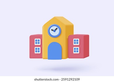 3d academic unique icon signs for primary preschool lesson. teaching skill for education in campus, back to school and study, university or college. 3d graduation icon vector render illustration