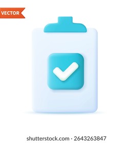 3d Accept Icon. Check mark icon. Approvement concept. 3D rendering. vector illustration.