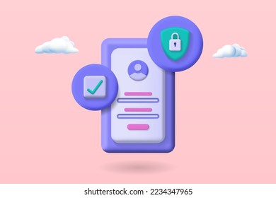 3d account login and password. Online protection concept. secure login form. Vector 3d illustration