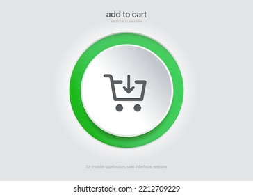 3d add button add icon add to cart icon, shopping cart sign, online shopping, click here, buy push button for website, mobile app, UI, GUI, UX.