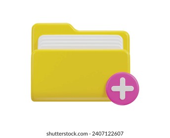 3d add new file folder icon vector illustration