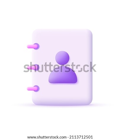 3d address phone book isolated on white background. Trendy and modern vector in 3d style.