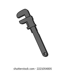 3D Adjustable Wrench icon in vector format. Wrench in black color. Wrench symbol in simple form. Wrenches sign symbol. 3d wrenches vector design. Flat illustration of Adjustable wrench vector icon.