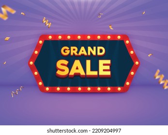 3d advertising with retro lightbox on purple background for sale banner design. Grand sale banner concept. 