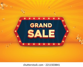 3d advertising with retro lightbox on yellow background for sale banner design. Grand sale banner concept.