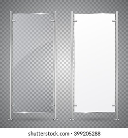 3D Werbestandbanner. Vektorgrafik einzeln auf transparentem Hintergrund. Erstellen Sie eine Vorlage für Designer. Vektor EPS10