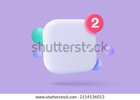 3D agenda app icon with notification alert speech bubble, online social conversation comment push notice cartoon 3d concept, calendar event app icons. 3d reminder render vector illustration