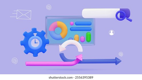 3d Agile development decisions methodology business concept Agile life rule cycle for software development diagram SCRUM Time planning and workflow managing
