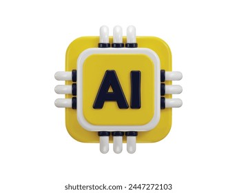 3d Ai chip icon for artificial intelligence icon 3d rendering vector illustration