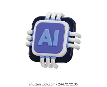 3d Ai chip icon for artificial intelligence icon 3d rendering vector illustration