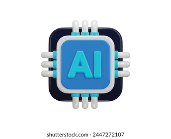 3d Ai chip icon for artificial intelligence icon 3d rendering vector illustration