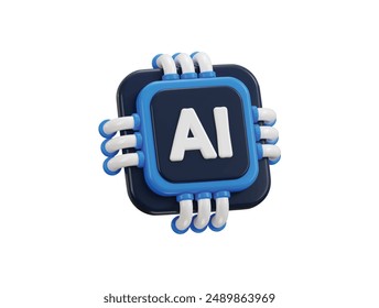 3d Ai chip icon for artificial intelligence icon 3d rendering vector illustration