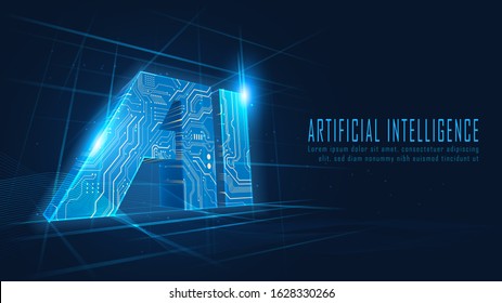 3D ai circuit in futuristic concept suitable for future technology artwork , Responsive web banner