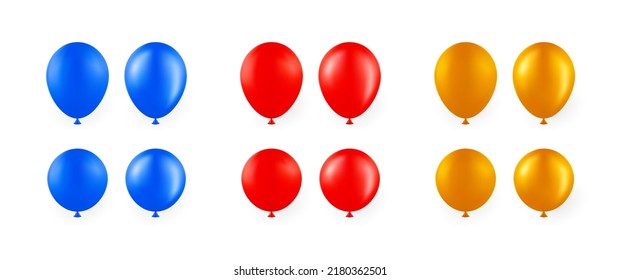 3D air balloons. Glossy and matte render inflated spheres for holiday celebration party. Realistic helium shiny balls set. Anniversary holiday decoration element. Vector round shapes