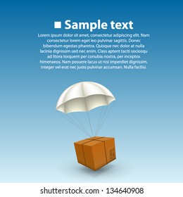 3d air parcel, Parachute paper box sing, Delivery background, Vector illustration