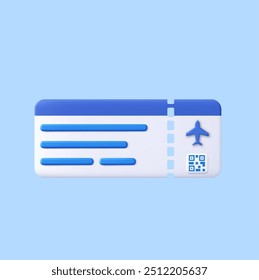 Billete de avión 3d Air. Boleto de reserva, boleto de tarjeta de embarque de la aerolínea, boleto de avión de pasajero de la aerolínea, viajes o turismo, vacaciones, viajes en Cupón, representación 3D. Ilustración vectorial