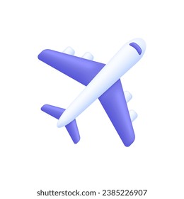 3D Airplane icon. Flight transport symbol. Travel concept. Trendy and modern vector in 3d style.