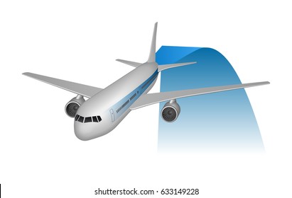 3d Airplane isolated on white. Realistic plane taking off. Airline Concept Travel Passenger aircraft. Vector illustration