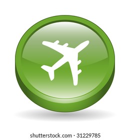 3D Airplane Sign Icon Button