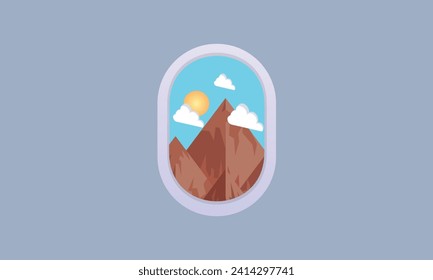3D airplane window illustration.3d goal for technology,online social media usage illustration.