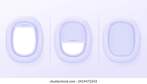 3D airplane window View from the passenger seat to the outside. through the airplane window Summer travel advertising ideas