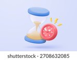 3D alarm clock icon with chat notice bubble. New urgency reminder concept for social media element speech. 3d hour announce icon for urgency time vector render illustration