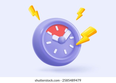 3D alarm clock icon with chat notice bubble. New urgency reminder concept for social media element speech. 3d hour announce icon for urgency time vector render illustration