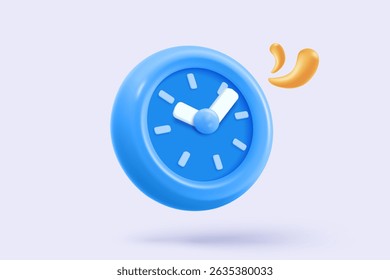 3D alarm clock icon with chat notice bubble. New urgency reminder concept for social media element speech. 3d hour announce icon for urgency time vector render illustration