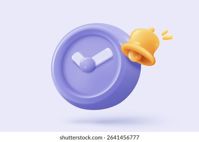 3D alarm clock icon with chat notice bubble. New urgency reminder concept for social media element speech. 3d hour announce icon for urgency time vector render illustration