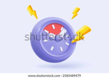 3D alarm clock icon with chat notice bubble. New urgency reminder concept for social media element speech. 3d hour announce icon for urgency time vector render illustration