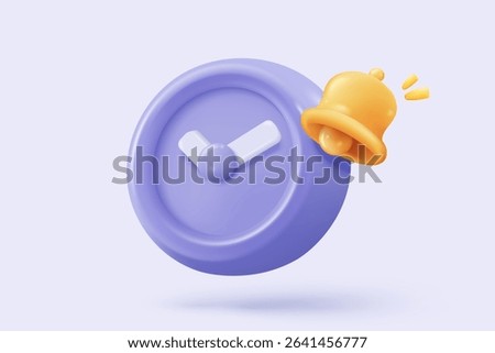 3D alarm clock icon with chat notice bubble. New urgency reminder concept for social media element speech. 3d hour announce icon for urgency time vector render illustration