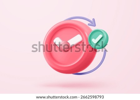 3D alarm clock icon with chat notice bubble. New urgency reminder concept for social media element speech. 3d hour announce icon for urgency time vector render illustration