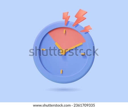 3D alarm clock icon. Fast delivery, deadlines concept. 3D business time management for manage concept of time. Watch icon 3D service and support around clock. 3d time manage icon vector illustration