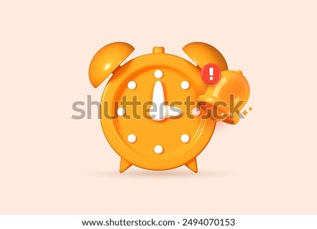 3D alarm clock icon representing successful delivery. Minimalistic orange alarm design symbolizes time.