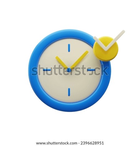 3d alarm clock icon for success delivery concept. 3d blue watch minimal design concept of time, service and support around clock. Vector rendering illustration