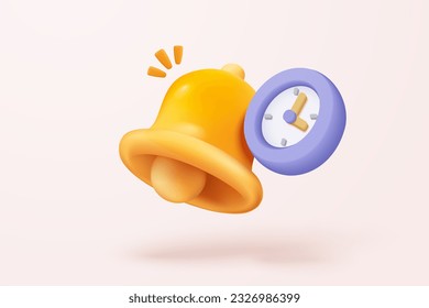 3d alarm clock icon for succress delivery concept. Purple watch minimal design concept of time, service and support around clock. 3d clock icon vector rendering illustration