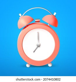3D-Wecker. Realistische Retro-Wecker-Uhr einzeln auf Weiß.